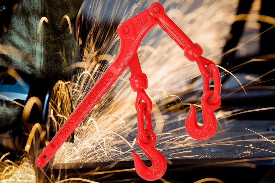 Us Type G80 Red Painted Rigging Hardware Die Forging Steel Lever Type Cargo Lashing Ratchet Type Red Accessory Load Binder